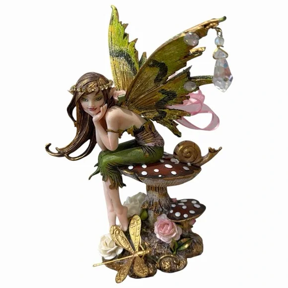 Ebros Amy Brown Thinking Of You Fairy Sitting On Wild Giant Mushroom Statue - Picture 1 of 7